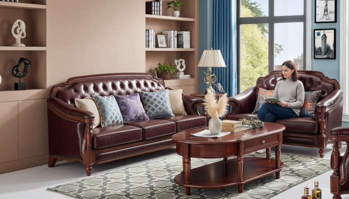 Luxus Sofagarnitur 3+2 Sitzer Ledersofa Couch Polstergarnitur Set