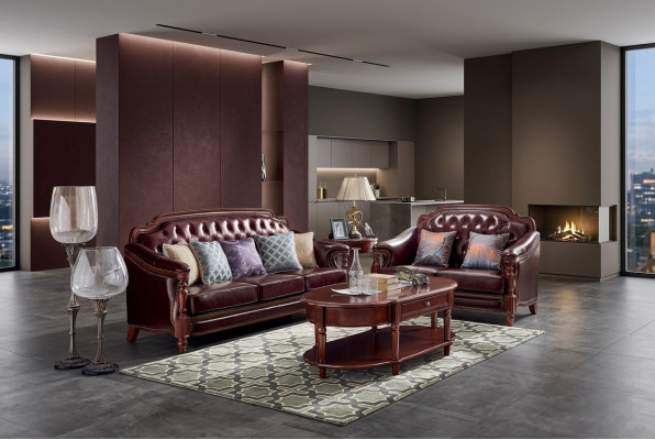 Luxus Sofagarnitur 3+2 Sitzer Ledersofa Couch Polstergarnitur Set