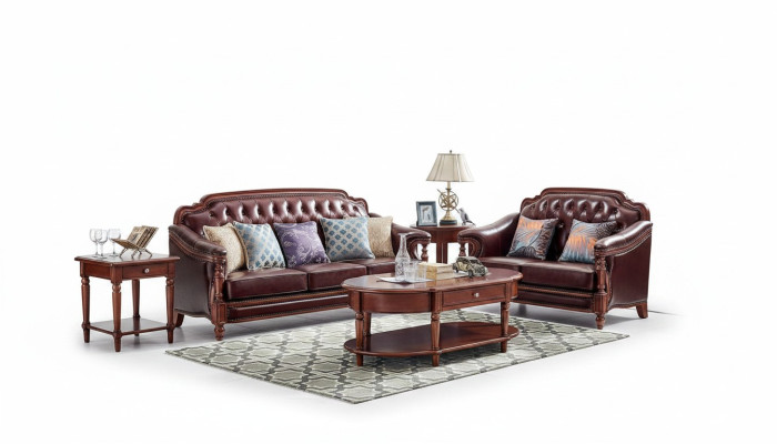 Luxus Sofagarnitur 3+2 Sitzer Ledersofa Couch Polstergarnitur Set