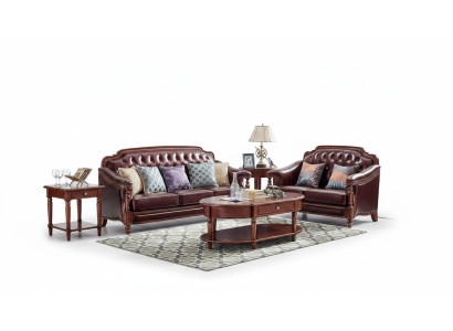 Luxus Sofagarnitur 3+2 Sitzer Ledersofa Couch Polstergarnitur Set