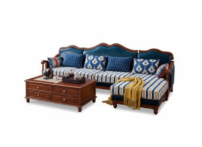Blaue Ledercouch Ecksofa Polster Möbel Klassische Chesterfield Möbel