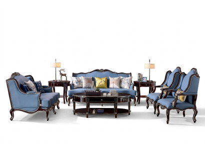 Luxus Klassische Chesterfield Polster Sofagarnitur 3+2+1+1 Sitzer Blau Schwarz