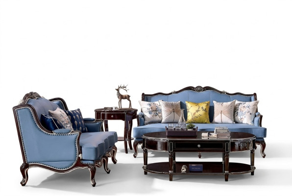 Klassische Chesterfield Couch 3+2 Sitzer Sofa Couchen Blaue Sofas