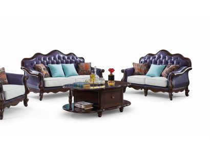 Ledersofa Chesterfield Lila Couch Klassische Sofagarnitur Couchen Set