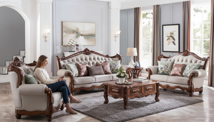 Sofagarnitur 3+2+1 Sitzer Gruppe Sofa Sessel Sofas Klassisches Set