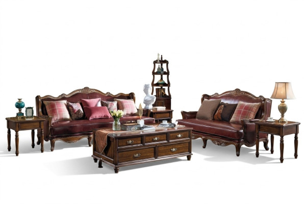 Empire USA Möbel Antik Stil Ledersofa 3+2 Sitzer Sofagarnitur Sofa