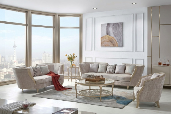 Exklusive Beige Sofagarnitur 3+2 Sitzer Designer 2tlg. Set Textilcouchen