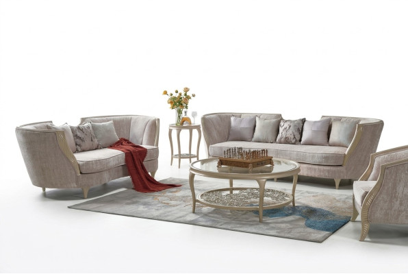 Exklusive Beige Sofagarnitur 3+2 Sitzer Designer 2tlg. Set Textilcouchen