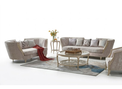 Exklusive Beige Sofagarnitur 3+2 Sitzer Designer 2tlg. Set Textilcouchen