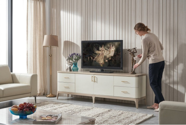 tv Schrank Lowboard Möbel Schränke Wohnzimmer Sideboard Weiß Kommode Sideboards
