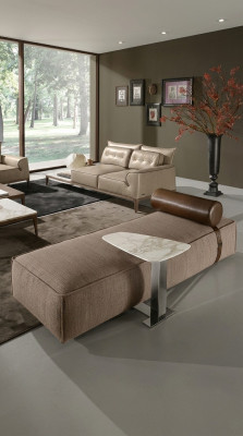 Luxus Chaiselongue Stoff Wohnzimmer Design Sofa Braun Möbel Couchen Prianera