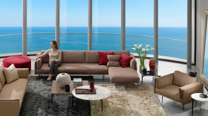 Braun Ecksofa L-Form Sofa Couch Design Polster Modern Textil Wohnzimmer