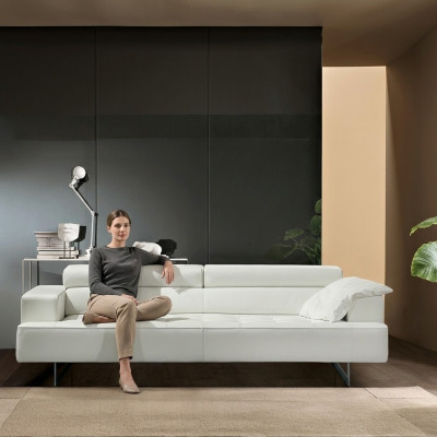 Polster Prianera Möbel Dreisitzer Sofa 3 Sitzer Sofas Luxus Leder Couchen Weiß