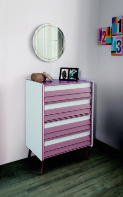 Kommode mit Spiegel Holz Kommoden Möbel Schrank Kinderzimmer Rosa Neu