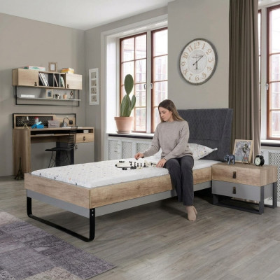 Designer Jugendzimmer Schlafzimmer Bett Nachttisch Schreibtisch 3tlg.