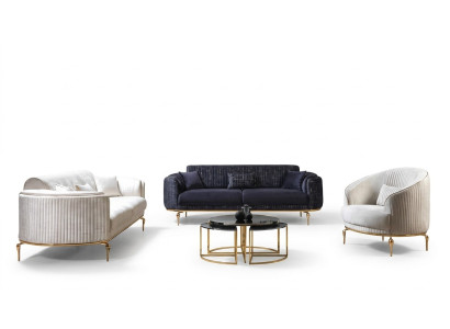 Luxus Garnitur Set Sofagarnitur 3+3+1 Sitz Holz Sofas Sessel Couch