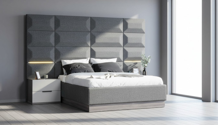 Graues Schlafzimmer Set Komplett Möbel Bett Schrank Nachttische Möbel 5tlg Holz