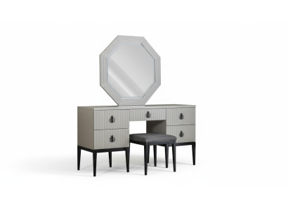 Schminktisch mit Spiegel Grauer Schlafzimmer Design Konsol Hocker Neu