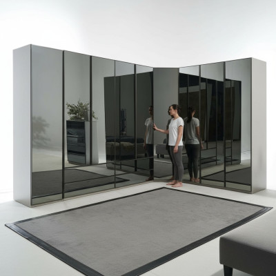 Spiegelschrank Eckschrank Schlafzimmer Kleiderschrank Luxus Schränke Möbel Glas