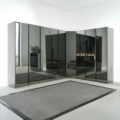 Spiegelschrank Eckschrank Schlafzimmer Kleiderschrank Luxus Schränke Möbel Glas