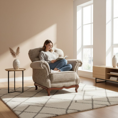Chesterfield Einsitzer Sofa Sessel Couch Polster Sitzmöbel Textil Stoff