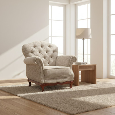 Chesterfield Einsitzer Sofa Sessel Couch Polster Sitzmöbel Textil Stoff