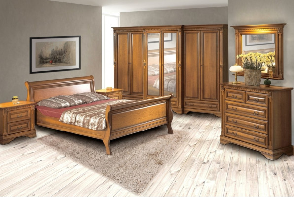 Schlafzimmer Bett Nachttisch Kommode Kleiderschrank Luxus Set 6tlg.
