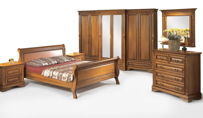 Schlafzimmer Bett Nachttisch Kommode Kleiderschrank Luxus Set 6tlg.