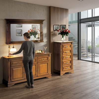 Kommode 160cm mit Spiegel Landhaus Stil Möbel Kommoden Sideboard Holz