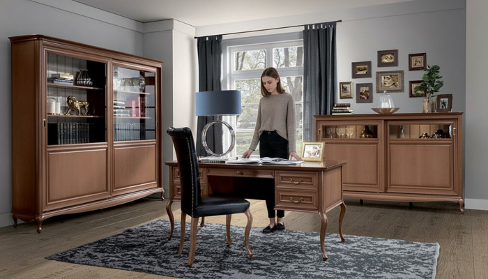 Büro Möbel Regal Schreibtisch Kommode Sessel Vitrine Komplettes 4tlg.