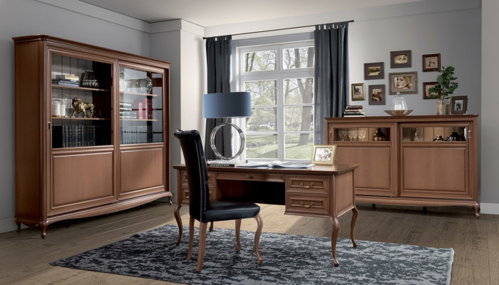 Büro Möbel Regal Schreibtisch Kommode Sessel Vitrine Komplettes 4tlg.
