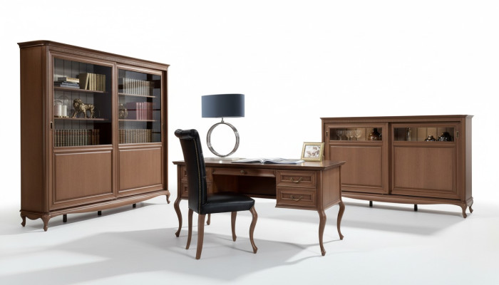 Büro Möbel Regal Schreibtisch Kommode Sessel Vitrine Komplettes 4tlg.