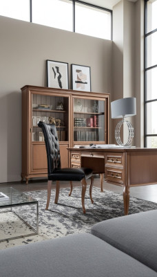 Klassischer Schreibtisch mit Sessel Luxus Büro Einrichtung Holz Möbel