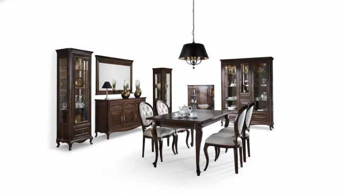 9tlg Esszimmer Set Garnitur Tisch Kommode Spiegel Vitrine Schrank