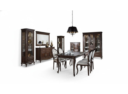 9tlg Esszimmer Set Garnitur Tisch Kommode Spiegel Vitrine Schrank