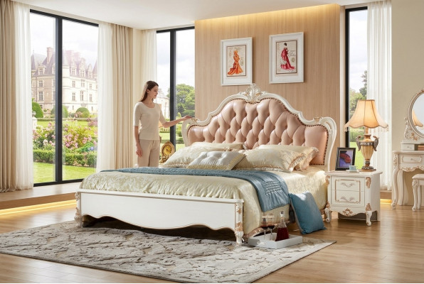 Königliches Chesterfield Bett Schlafzimmer Möbel Betten 180x200 Leder