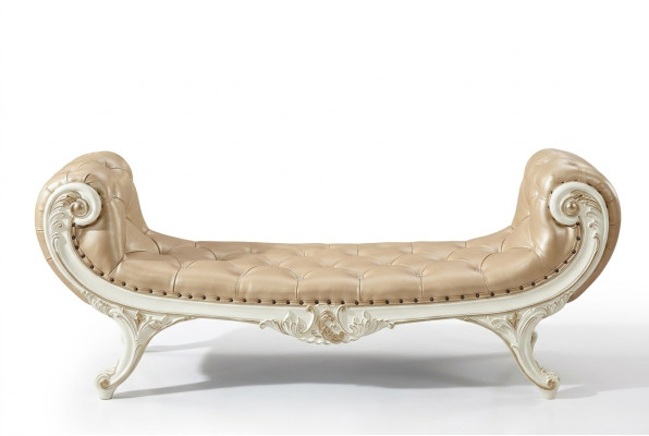 Bank Schlafzimmer Chaiselounge Hocker Ottomane Chesterfield Leder Neu