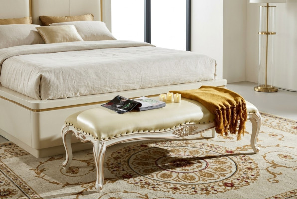 Fußhocker Bank Schlafzimmer Bänke gepolsterte Sitzbank Möbel Barock