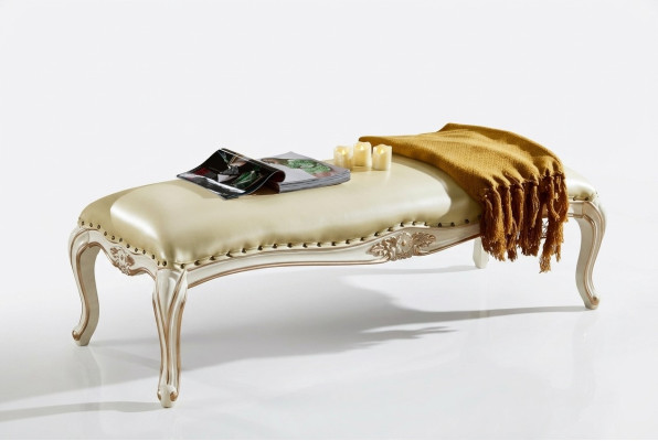 Fußhocker Bank Schlafzimmer Bänke gepolsterte Sitzbank Möbel Barock
