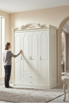Klassischer Kleiderschrank Schrank Weiß Schränke Schlafzimmer Holz Neu