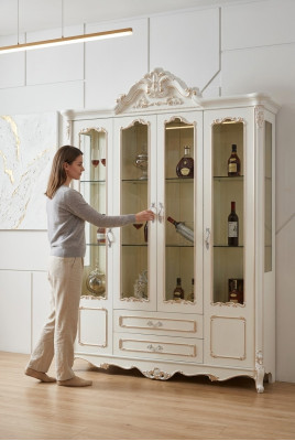 Vitrine Schränke Vitrinen Holz Luxus Wohnzimmer Möbel Schrank Barock
