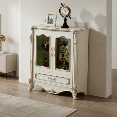 Vitrine Vitrinen Schrank Holz Schrank Glas Schränke Farbe Weiß Möbel Luxus
