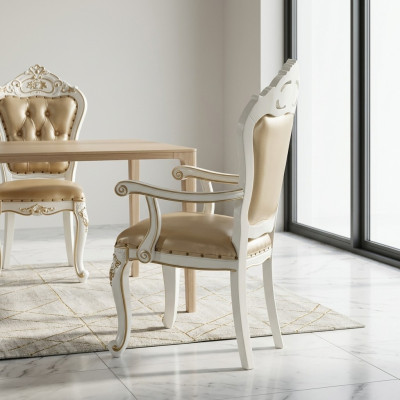 Klassischer Essszimmer Stuhl Möbel Lehnstuhl Barock Sessel Design Stühle