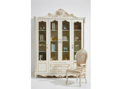 Bücherregal Stil Art déco Schrank Vitrine Weiß Möbel Schränke Regal Holz