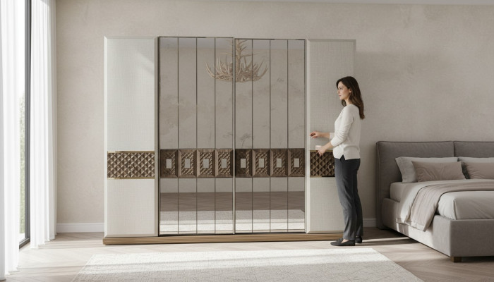 Kleiderschrank Holz Schrank Schlafzimmer Möbel Design Schränke Grau Italien