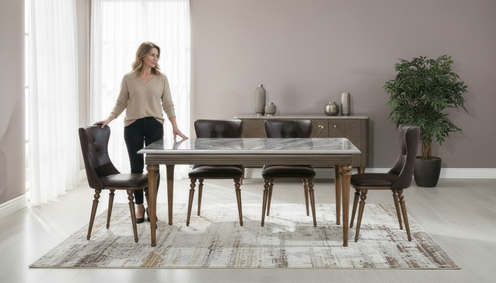 Komplett Set Esstisch 4x Stühle Esszimmer Set Ess Holz Tisch Tische 4tlg