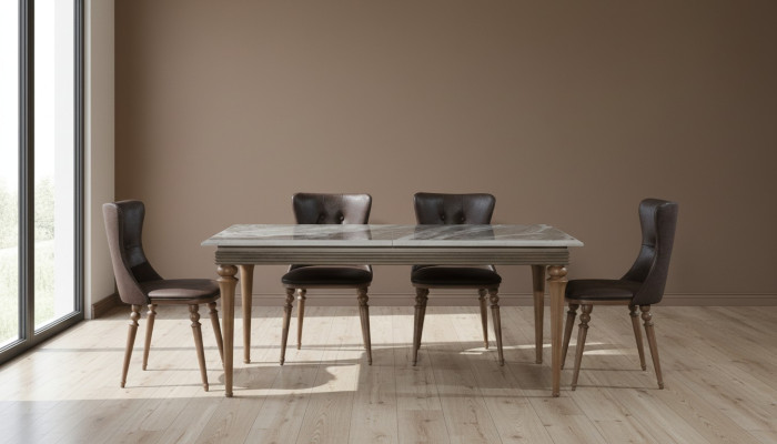 Komplett Set Esstisch 4x Stühle Esszimmer Set Ess Holz Tisch Tische 4tlg