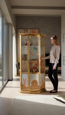 Klassische Vitrine Glas Holz Schrank Vitrine Luxus Möbel Gold Anrichte Italien