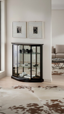 Vitrine Schwarz Glasschrank Design Klassische Schrank Luxus Holz Möbel Vitrinen