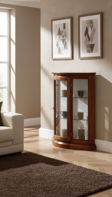 Vitrinen Glas Schrank Braun Vitrine Wohnzimmer Holz Anrichte Luxus Möbel Neu